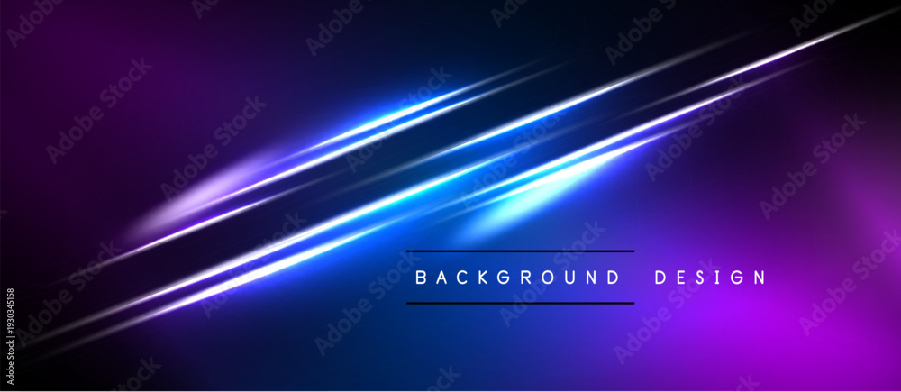 Naklejka premium Abstract background features vibrant blue, purple gradients. Diagonal light streaks create dynamic visual effect. Minimalist text reads background design.