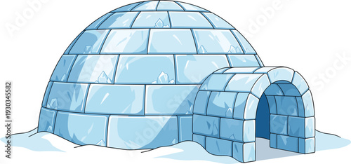 Igloo Ice House Made of Snow Blocks for Winter and Arctic Themed Illustration