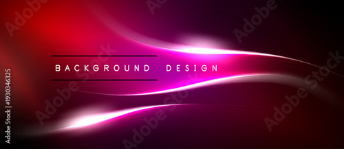 Abstract background features flowing magenta, crimson lines. Dark areas contrast bright curves, creating dynamic visual effect. Text reads background design.