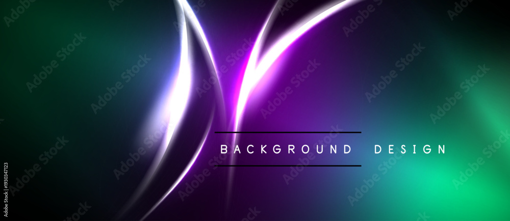 Obraz premium Vibrant neon lines over dark background. Gradient colors create dynamic visual effect. Modern design element for digital projects.