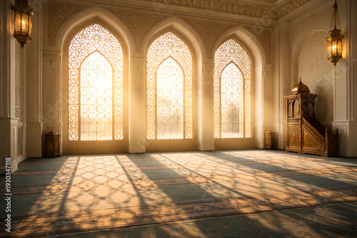 Eid Mubarak 2026 Paper Art Mosque Golden Crescent Moon Green Floral