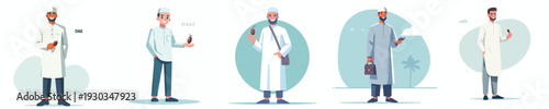 vector muslim man standing holding a dates fruit