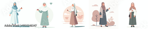vector muslim woman standing holding a dates fruit
