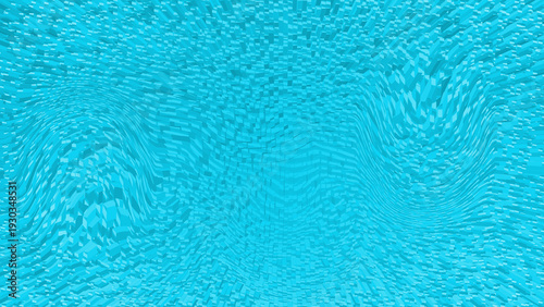 Abstract turquoise wave pattern created from numerous small rectangular blocks