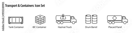 Transport & Containers icon set. / 輸送・コンテナのシンプルなベクターアイコンセット。