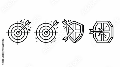 Precision targeting result icon set including dire delpmaspu 1 EPS10 Stock.eps