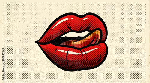 Abstract female lips in retro pop art style with h delpmaspu EPS10 Stock.eps