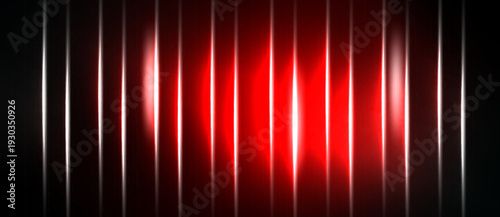 Vertical lines create glowing red center. Dark background emphasizes bright illumination, suggesting energy or futuristic design.