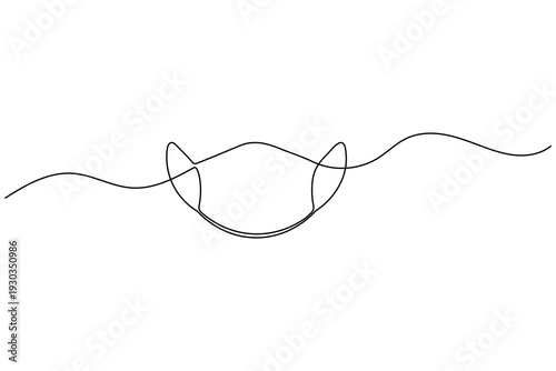 Face mask continuous one line art drawing healthcare and safety protection concepts