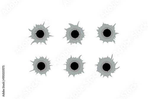 Bullet Hole Impact Icon Set