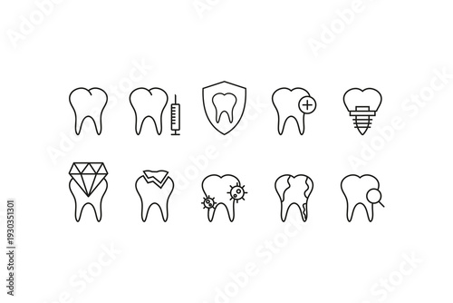 Dental Care Tooth Icon Set