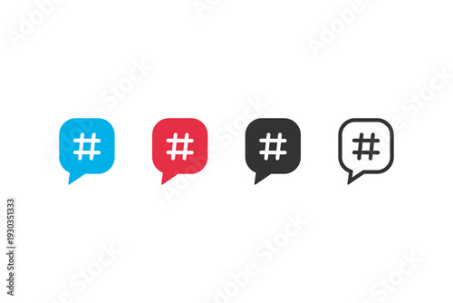 Hashtag Speech Bubble Icon Set