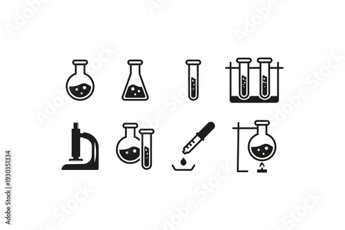 Science Laboratory Equipment Icon Set