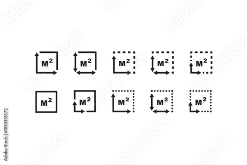 Square Meter Measurement Icons Set