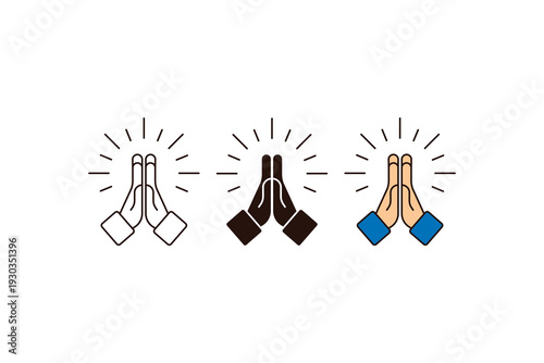 Praying Hands Diversity Icon Set