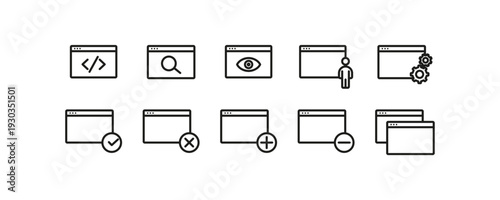 Web Browser and Folder Line Icons Set