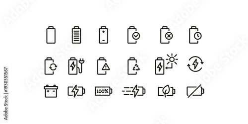 Battery Charging and Device Icons Set
