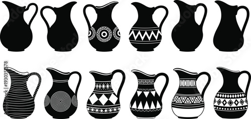 Large collection of diverse person silhouettes in various active poses including dancing jumping walking and standing for inclusive community group or fitness design projects