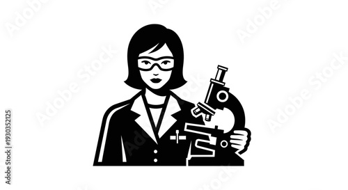 Female Scientist Using Microscope in Laboratory.