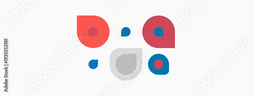 Abstract colorful shapes suggest playful design. Circles, dots, forms create simple graphic composition. Minimalist aesthetic, modern style.