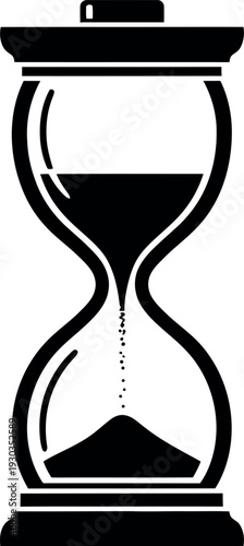 Black silhouette of an hourglass with sand flowing through it