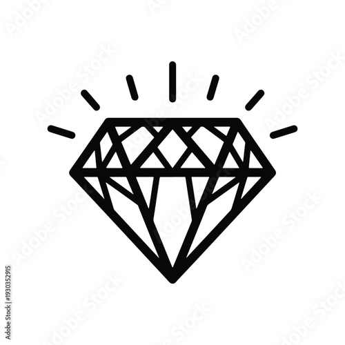 Diamond Gemstone Outline Icon Luxury Vector