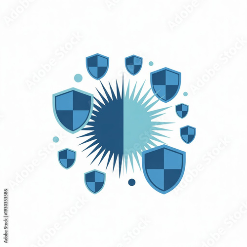 Immune System Concept with White Blood Cells Protecting Against Virus Vector Illustration