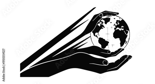 Hands cradle the Earth, symbolizing global care and interconnectedness