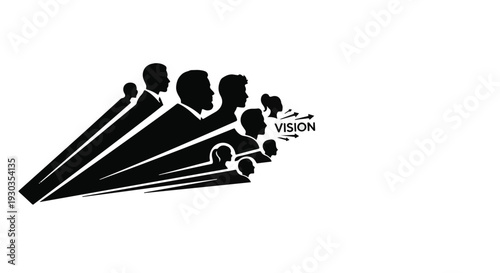 Diverse group of silhouetted people looking forward with a sense of shared vision and purpose.
