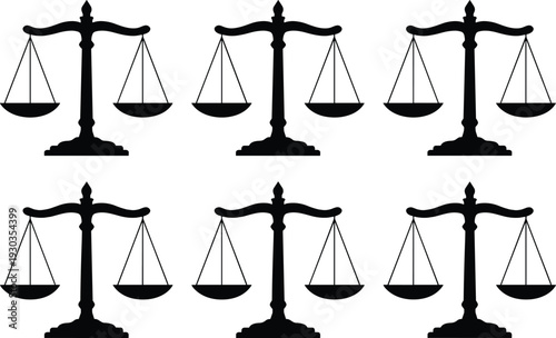 Scales of Justice Silhouette Icon Set Representing Law Legal System Courtroom Authority Equality Civil Rights Fairness And Judicial Balance For Attorney Judge And Government Design