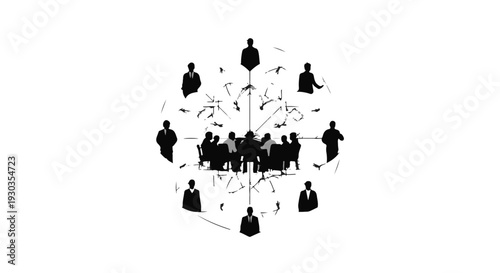 Diverse team collaborating in a virtual meeting, sharing ideas in a connected network.