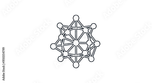 Abstract geometric molecular structure with interconnected nodes.