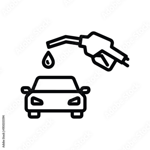 Fuel Nozzle Refueling Car Outline Icon Vector
