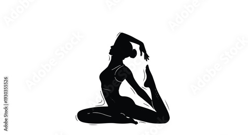 Graceful silhouette of a woman in a yoga pose, embodying flexibility and peace.