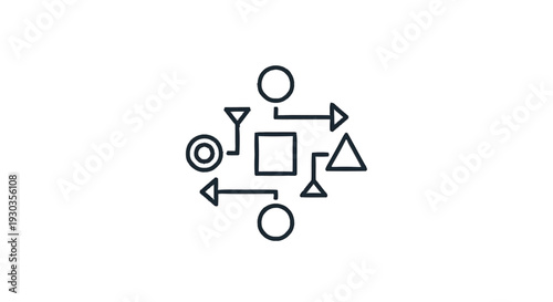 Abstract Geometric Shapes Flowing Arrows Diagram.