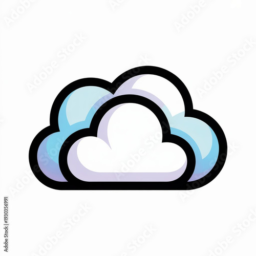 Puffy Cloud Computing Icon — Soft Pastel UI Symbol for Data Storage Vector Illustration