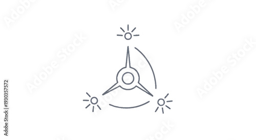 Abstract geometric symbol with radiating light elements.