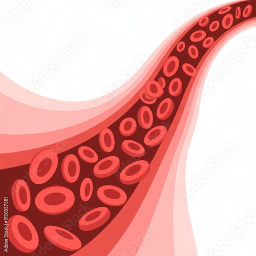 Red Blood Cells Flowing Through Vein — Clean Circulatory System Vector Illustration