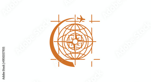 Abstract Globe with Grid and Circular Elements.