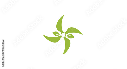 Abstract Green Swirls Forming a Flower or Pinwheel Shape.