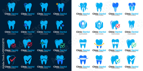Modern dental logo designs for clinics, dental care services, and medical identity