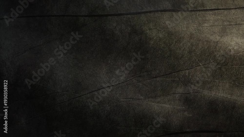 Dramatic White Lighting On Black Wrinkled Canvas Fabric Motion Background - Cinematic Light Sweep Over Black Crumpled Textile Video Footage