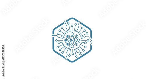Abstract Hexagonal Network Structure with Digital Connections.
