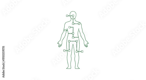 Abstract Human Body Outline with Connected Dots and Lines.