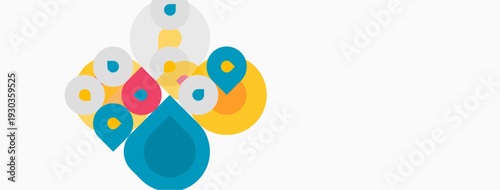 Abstract colorful circles overlap, creating dynamic composition. Minimalist design with bright hues on white background. Modern, playful aesthetic.