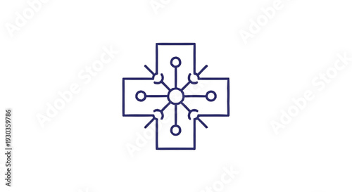Abstract Medical Cross Symbol with Network Connections.