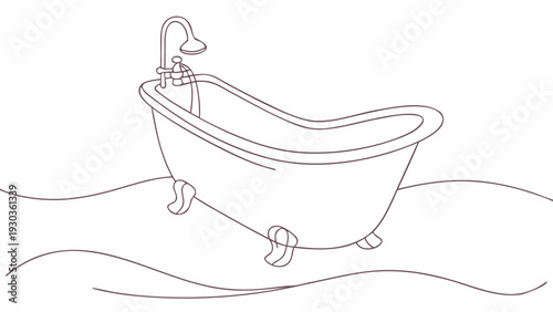 Modern freestanding bathtub with sleek faucet and claw feet