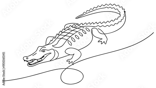 Fierce crocodile emerging from water with sharp teeth