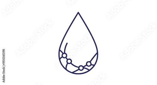 Abstract representation of a water droplet with interconnected nodes.