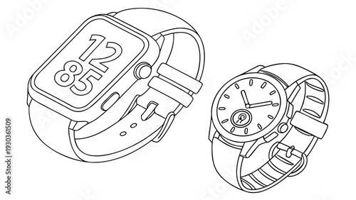 Smartwatch and classic watch side by side in modern design
